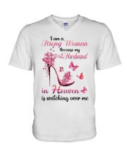 My Husband In Heaven V-Neck T-Shirt tile
