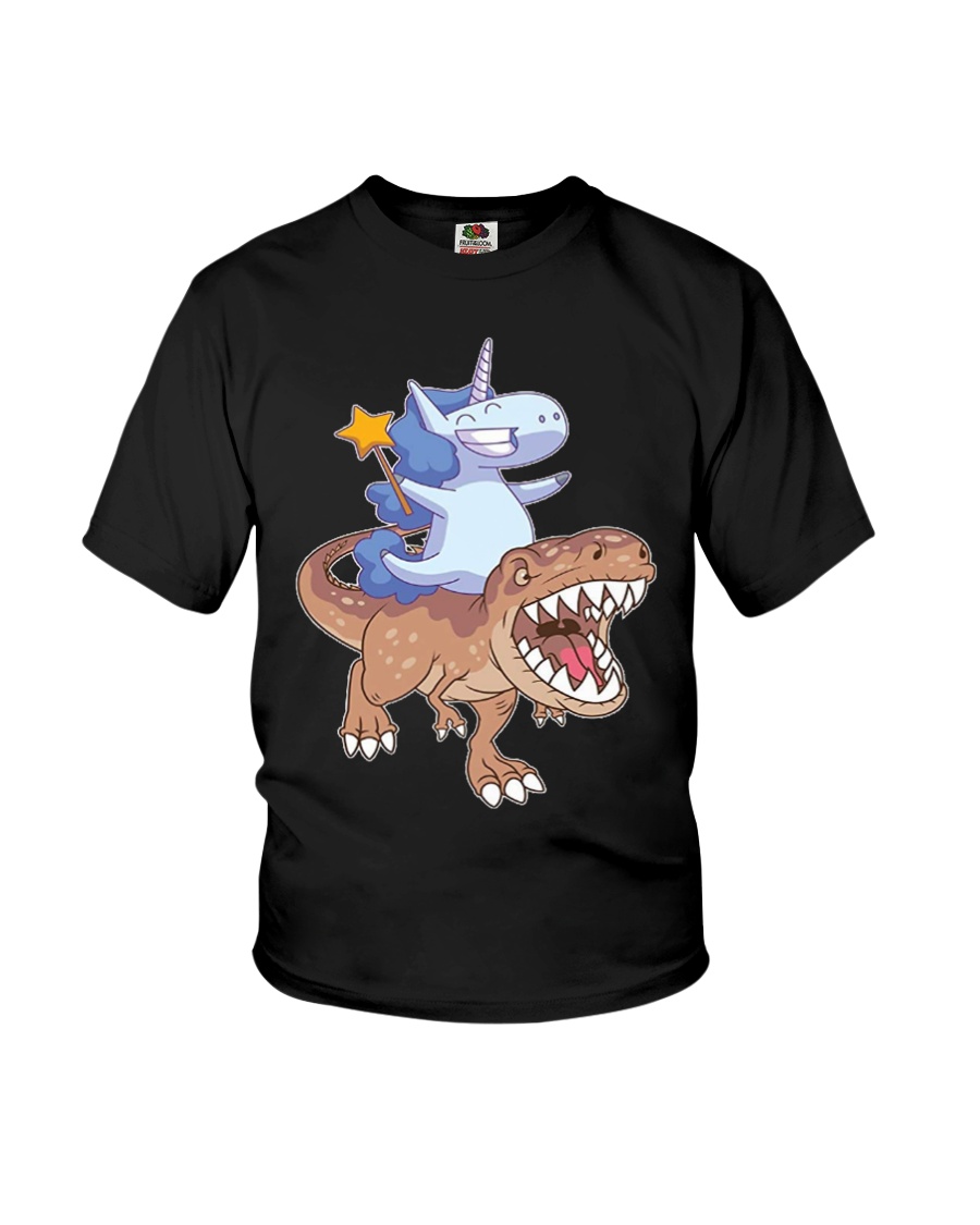 Unicorn riding T-rex dinosaur Youth T-Shirt