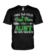 TWO TITLES HORSE MOM AND AUNT V-Neck T-Shirt tile