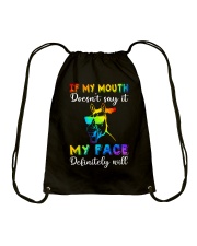 MY FACE DIFINITELY SAY IT Drawstring Bag tile