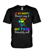 MY FACE DIFINITELY SAY IT V-Neck T-Shirt tile