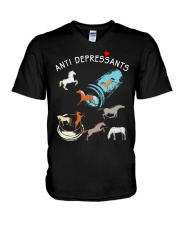 ANTI DEPRESSANTS FUNNY HORSE V-Neck T-Shirt tile