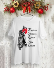 HAPPINESS OBSESSION RELIABLE SASSY ELEGANT Classic T-Shirt lifestyle-holiday-crewneck-front-2