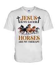 HORSES ARE MY THERAPY V-Neck T-Shirt tile