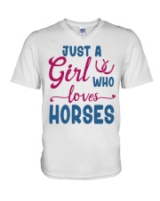 JUST A GIRL WHO LOVES HORSES V-Neck T-Shirt tile