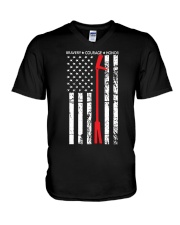 Red Thin Line - Halligan Bar V-Neck T-Shirt thumbnail