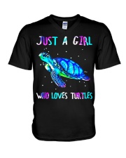 Just a girl who loves turtles V-Neck T-Shirt tile