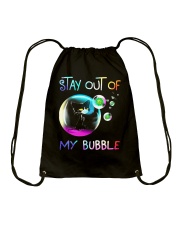 black cat stay out of my bubble Drawstring Bag tile