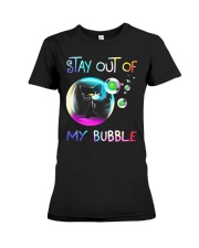 black cat stay out of my bubble Premium Fit Ladies Tee tile