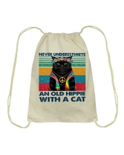 Hippie with a cat Drawstring Bag tile
