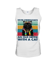 Hippie with a cat Unisex Tank tile