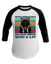 Hippie with a cat Baseball Tee tile