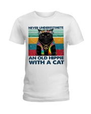 Hippie with a cat Ladies T-Shirt tile