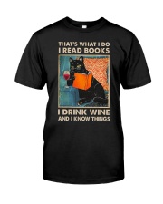 black cat read books Premium Fit Mens Tee tile
