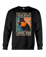 black cat read books Crewneck Sweatshirt tile