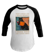 black cat read books Baseball Tee tile
