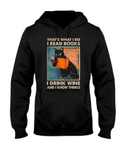 black cat read books Hooded Sweatshirt tile