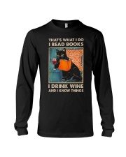 black cat read books Long Sleeve Tee tile