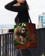 Sloth lady All-Over Tote All-over Tote aos-all-over-tote-lifestyle-front-05