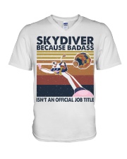 Skydiver because badass V-Neck T-Shirt tile
