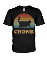 black cat chonk V-Neck T-Shirt tile