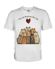 Every life should have nine cats V-Neck T-Shirt tile