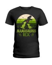 Vintage Retro 2 Kids Mamasaurus Dinosaur Lover Ladies T-Shirt tile
