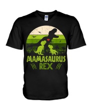Vintage Retro 2 Kids Mamasaurus Dinosaur Lover V-Neck T-Shirt tile
