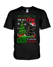 Black cat Christmas 2020 V-Neck T-Shirt tile