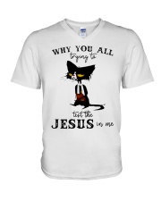 Why you all V-Neck T-Shirt tile