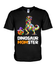 Autism dinosaur V-Neck T-Shirt tile