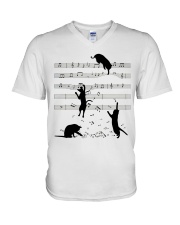 Black cats music V-Neck T-Shirt tile
