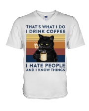 That is what i do i drink coffee V-Neck T-Shirt tile