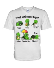 what makes me happy V-Neck T-Shirt tile