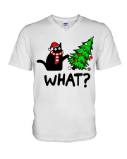 Black cat Christmas 2 V-Neck T-Shirt tile