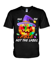 Autism pumpkin V-Neck T-Shirt tile