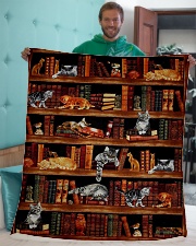 Cats Books Blanket Sherpa Fleece Blanket - 50" x 60" aos-sherpa-fleece-blanket-50x60-lifestyle-front-05