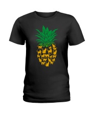 black cat pineapple Ladies T-Shirt tile