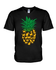 black cat pineapple V-Neck T-Shirt tile