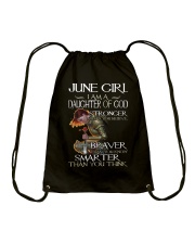 June Girl Daughter Of God Stronger Drawstring Bag tile