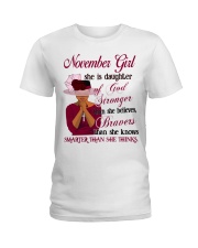 November Girl God Stronger Ladies T-Shirt tile