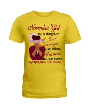 November Girl God Stronger Ladies T-Shirt front