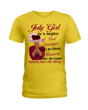 July Girl God Stronger Ladies T-Shirt front