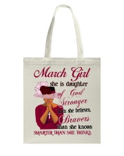 March Girl God Stronger Tote Bag tile