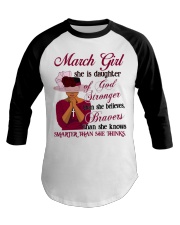 March Girl God Stronger Baseball Tee tile