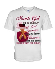 March Girl God Stronger V-Neck T-Shirt tile