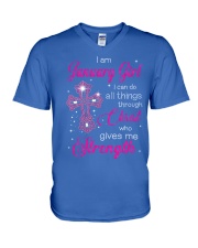 January Girl Christ Strength V-Neck T-Shirt tile