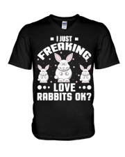 Bunny Rabbit Lover Freaking Love Rabbits Funny shi V-Neck T-Shirt thumbnail