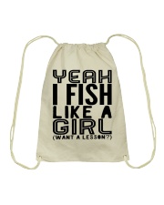 FISHING LIKE A GIRL LESSON Drawstring Bag thumbnail