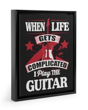 When life gets complicated I play the guitar Floating Framed Canvas Prints Black tile